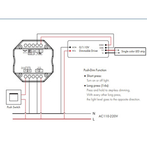 L1(WT) 0/1-10V Controller wi-fi Tuya App controllo vocale Push Dimmer 1 canale RF Wifi 0/1-10v Dimmer per luce a striscia monocolore