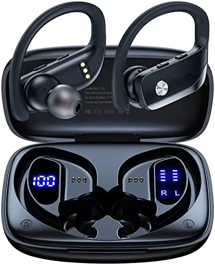 Wireless Earbuds Bluetooth Headphones 48hrs Play Back Sport Earphones with LED Display Over-Ear Buds with Earhooks