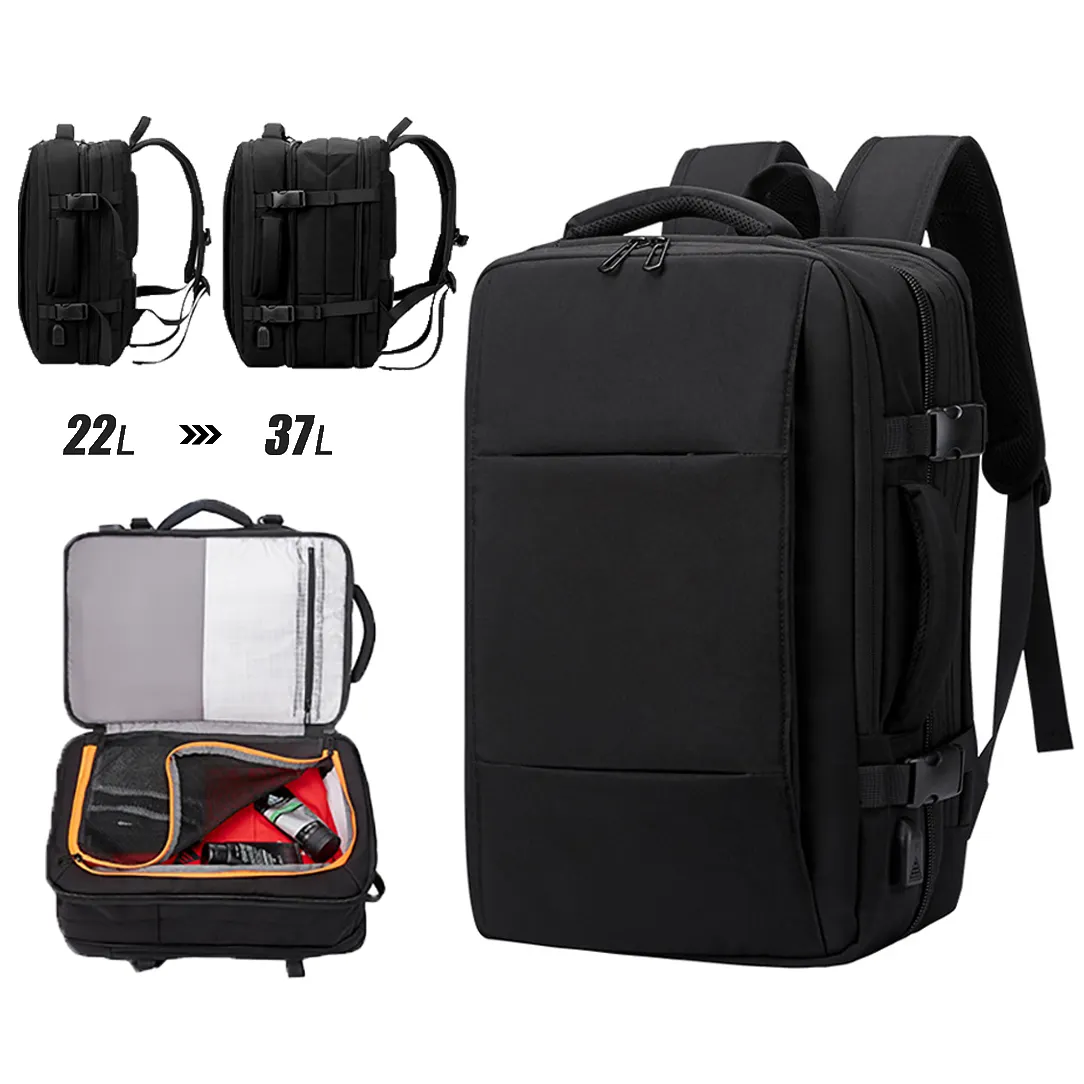 Mochila Viaje กระเป๋าเป้สะพายหลังกันน้ําพร้อมการชาร์จ USB กระเป๋าเดินทางแบบขยายได้รถเข็นกระเป๋าเป้สะพายหลังแล็ปท็อป