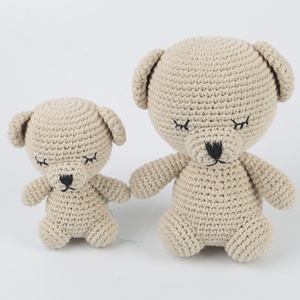 Handmade Crochet Urso Dolls Set Infantil-Friendly Malha Ursos De Pelúcia Material Algodão Seguro Artesanal Bebê Stuffed Toys 2 Tamanhos - Product Image 1