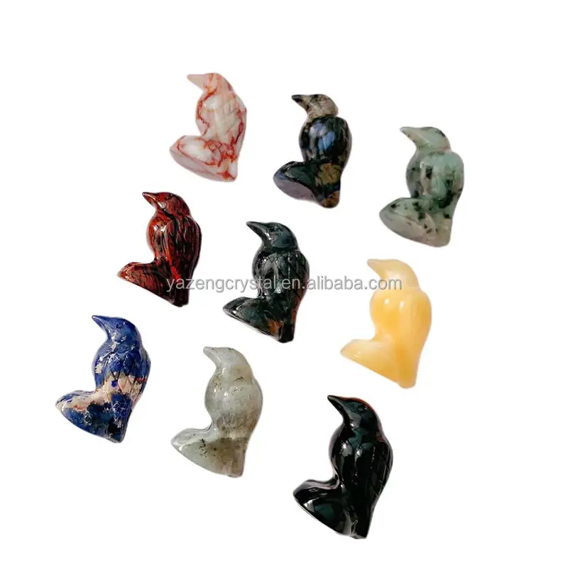 4cm pierre naturelle sculpture artisanat animaux mignons pierres précieuses cadeaux cristal corbeau pierres de guérison cristal corbeau pour décoration ou cadeau