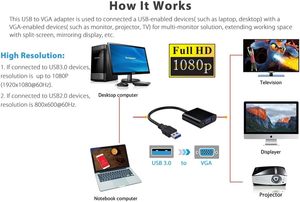 USB 3.0转VGA适配器、USB 3.0转VGA 1080P适配器 (公对母) 、多显示器外部视频图形卡电缆 - Product Image 4