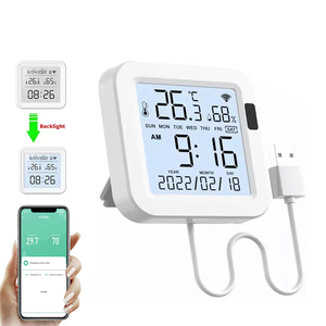 图雅智能Wifi温湿度传感器，带大屏幕和背光数字液晶温度计湿度计工作Alexa谷歌 - Product Image 1