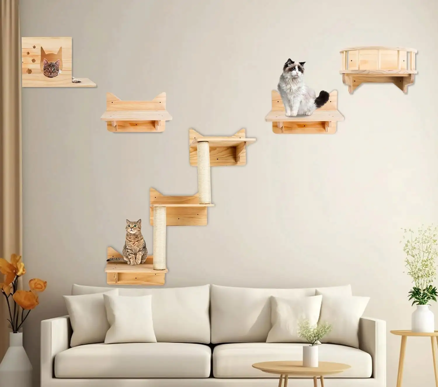 Prateleira de madeira ecológica para gatos, plataforma de parede para escaldante, casa para arranhar gatos, rede de madeira ideal para animais de estimação, ideal para vendas