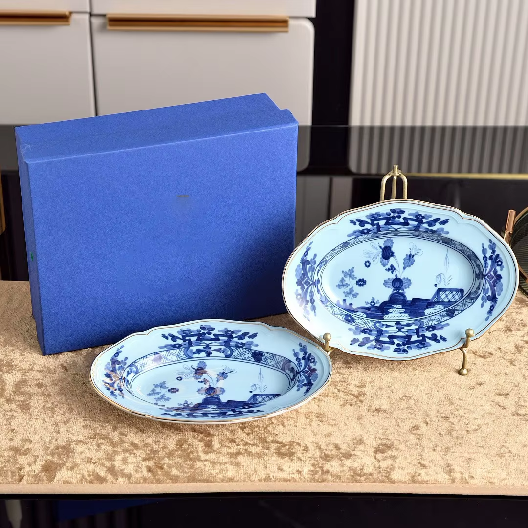 Blue 2-pcs set oval plate