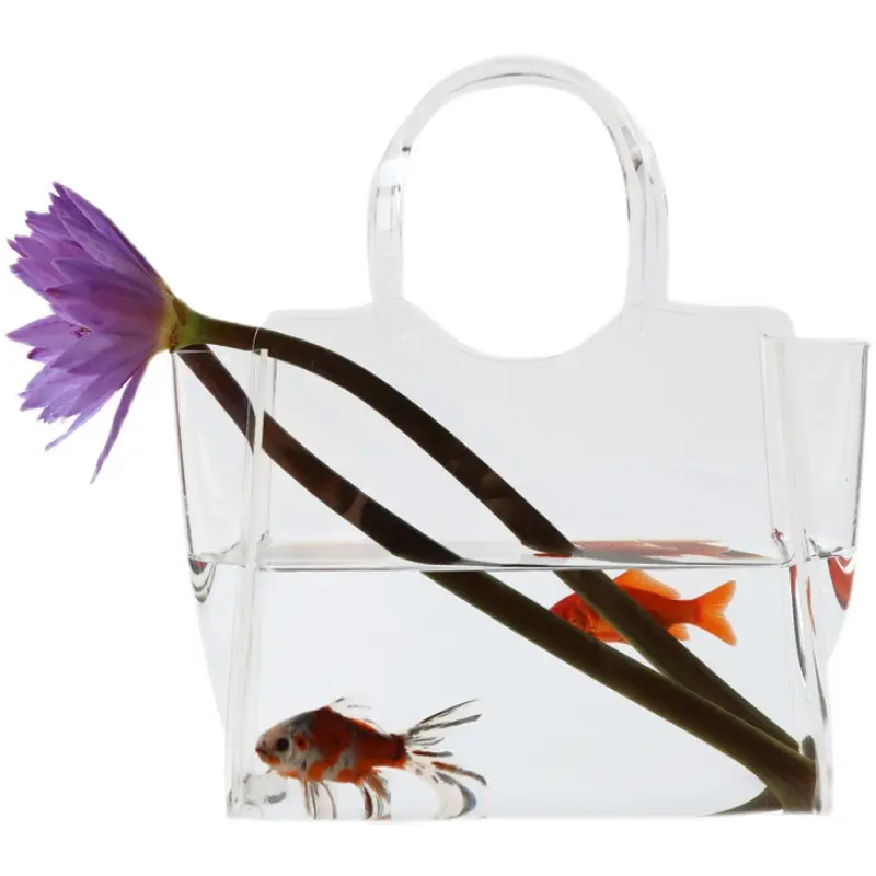 Creativo trasparente Desktop ecologico acquario a forma di borsa vasi acrilici accessori per la decorazione della casa di lusso vasi di fiori