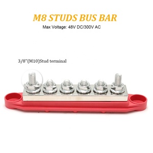 Surface Mounting 48 VDC 400A Battery Copper <strong>Busbar</strong> 6 Way 5/16&quot; Post(M8) Connector Power Distribution Block With Cover&amp;Nuts - Product Image 3