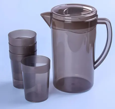 KJH Live إبريق ماء بلاستيكي بتصميم حديث 400 مل خالي من البيسفينول مع 4 أكواب للشاي والقهوة والمياه غلاية إبريق شاي OEM مصنوعة من مادة البولي بروبيلين