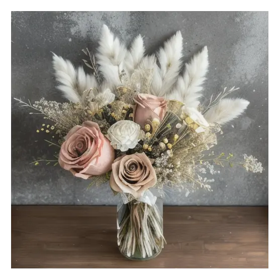Fiori veri e conservati a secco Bouquet centrotavola da tavola piccolo vaso riempitivo erba miste conserve Rose fiori secchi Bouquet