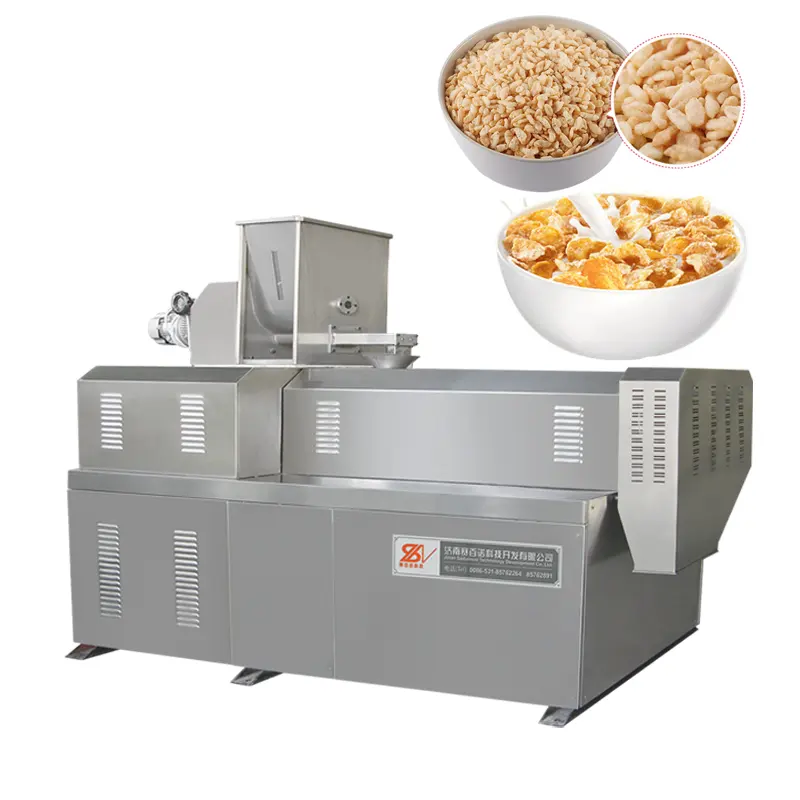 Máquina automática de extrusión de cereales para desayuno, línea de procesamiento de copos de maíz de avena instantánea al mejor precio