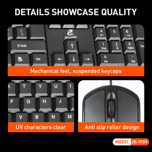Jeqang, nuevo juego de teclado y ratón con cable USB, funcionamiento óptico compatible con PC, portátiles y ordenadores de sobremesa - Product Image 4