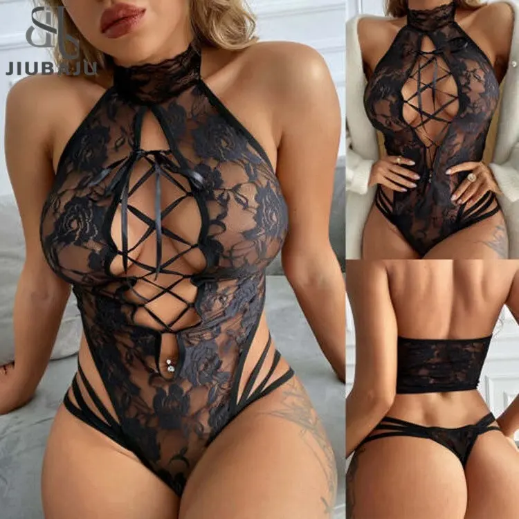 Lencería erótica Sexy para mujer, Cosplay de encaje transparente, ropa interior de peluche, disfraz de gato