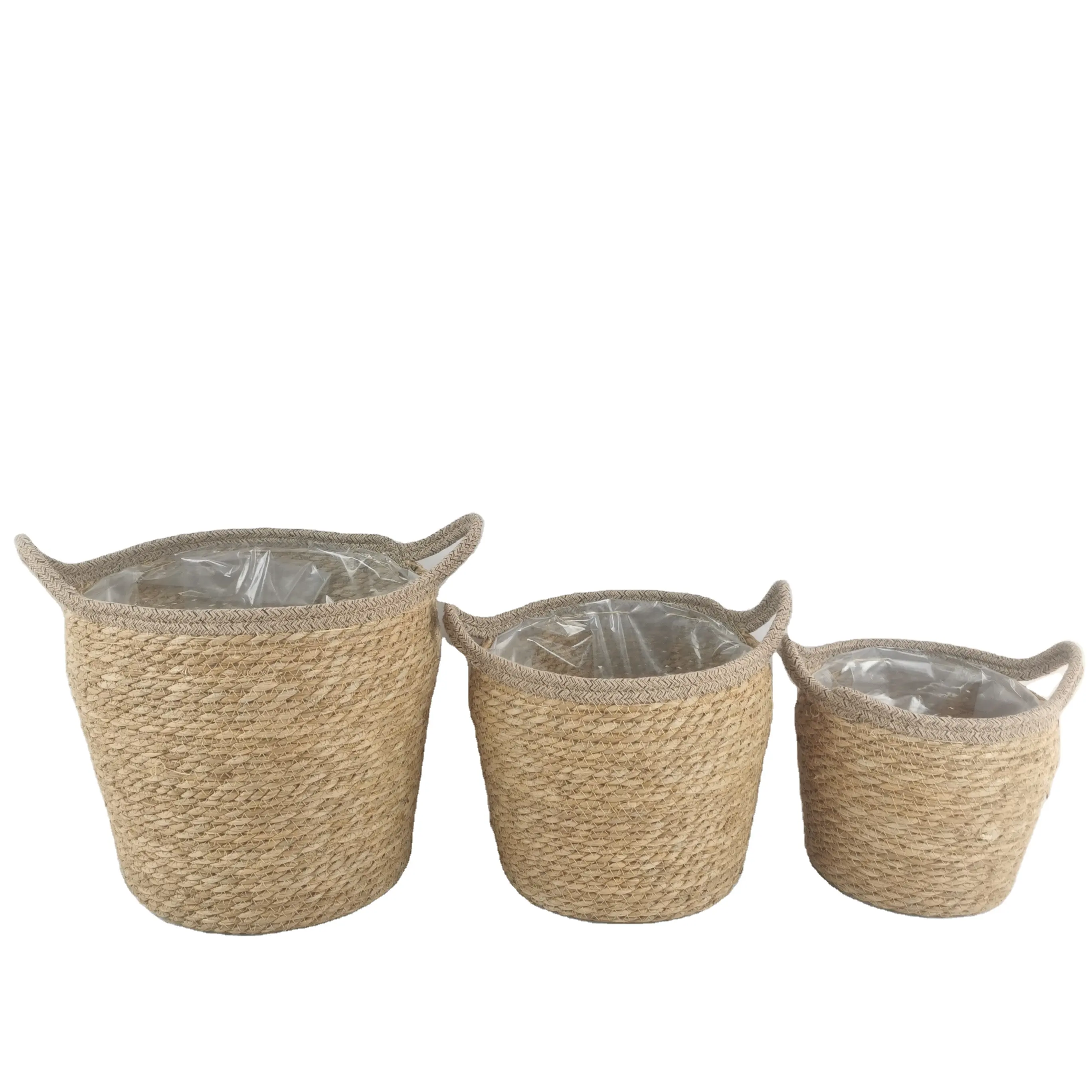 Seagrass tecido interior outdoor flor potes stand cestas vegetais