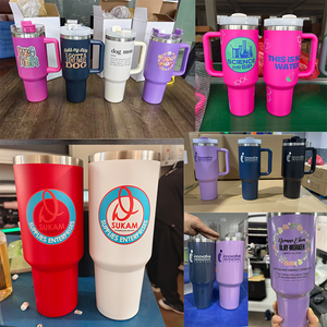 Custom 40 <strong>oz</strong> Tumblers with Handles and Straws Ion Plated Car Insulated Water <strong>Cups</strong> with Custom Free <strong>1</strong>:<strong>1</strong> Quality Samples - Product Image 2