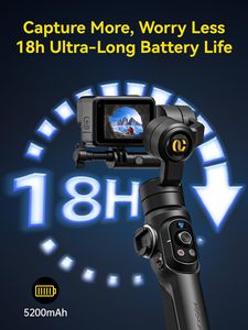 Gimbal For Go P360 ° 回転ハンドヘルドジンバル (ビデオ録画用) Gop Osmo Insta360Sonyと互換性のある3軸スタビライザー - Product Image 3