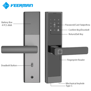 Ev güvenlik Tuya App kapı kilidi Anti hırsızlık anahtarsız giriş ön kapı kilidi tuş takımı NFC parmak izi elektronik akıllı kilitler - Product Image 5
