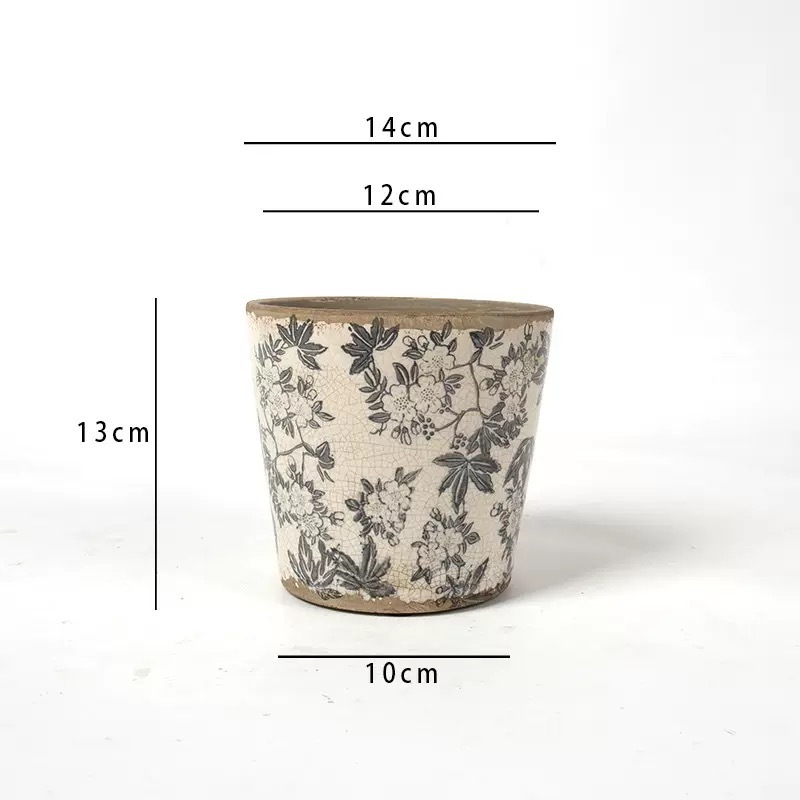 Maceta de camelia gris - 14x13 cm - con orificios de drenaje