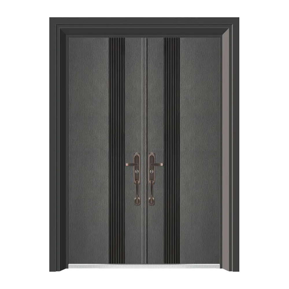 Puertas plegables de aluminio de último diseño, puertas de acero de doble hoja para Exterior, modernas