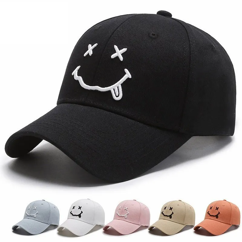 Sombrero de béisbol personalizado con cara sonriente bonita unisex sombrero de camionero bordado 3D personalizado con protección UV informal a la moda