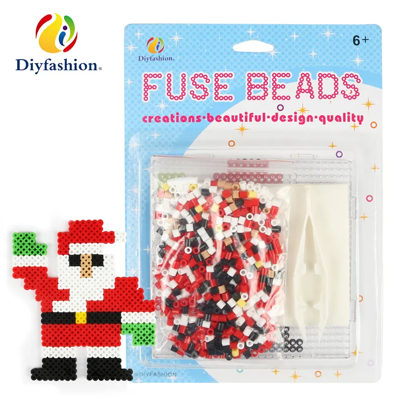 Diyfashion Factory 2024 Nouveau Matériel Perles Fusibles Kit Artisanat Diy 5mm Kit Perles à Repasser Pour Enfants Jouets Père Noël Faits à la Main