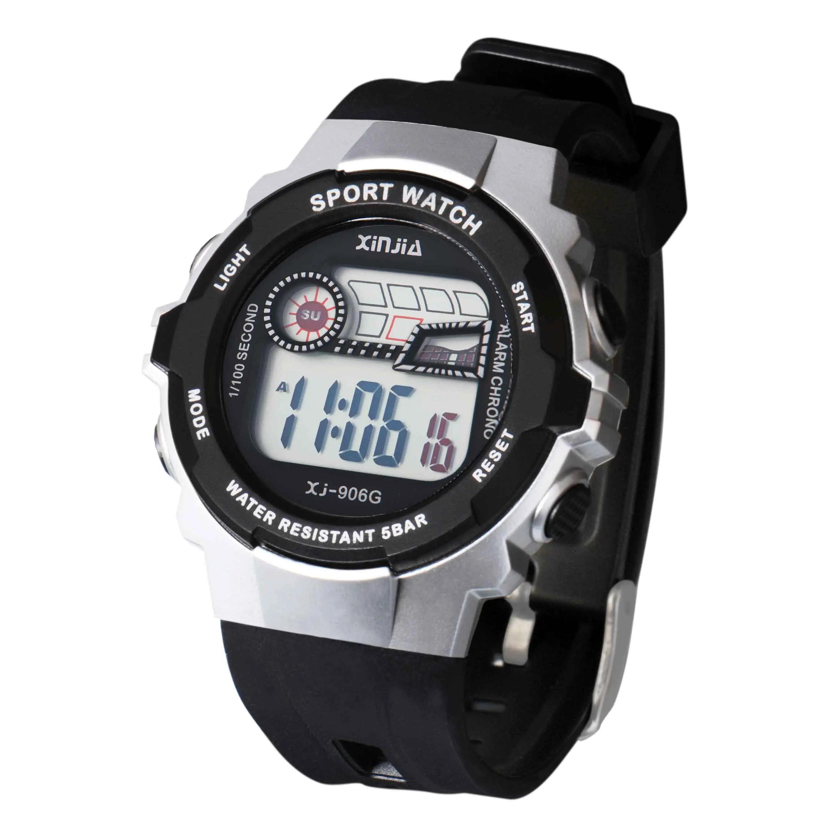 Xinjia oem impermeabile Sport studenti orologio rotondo orologi da polso digitali allarme orologio cronometro in plastica in acciaio inossidabile