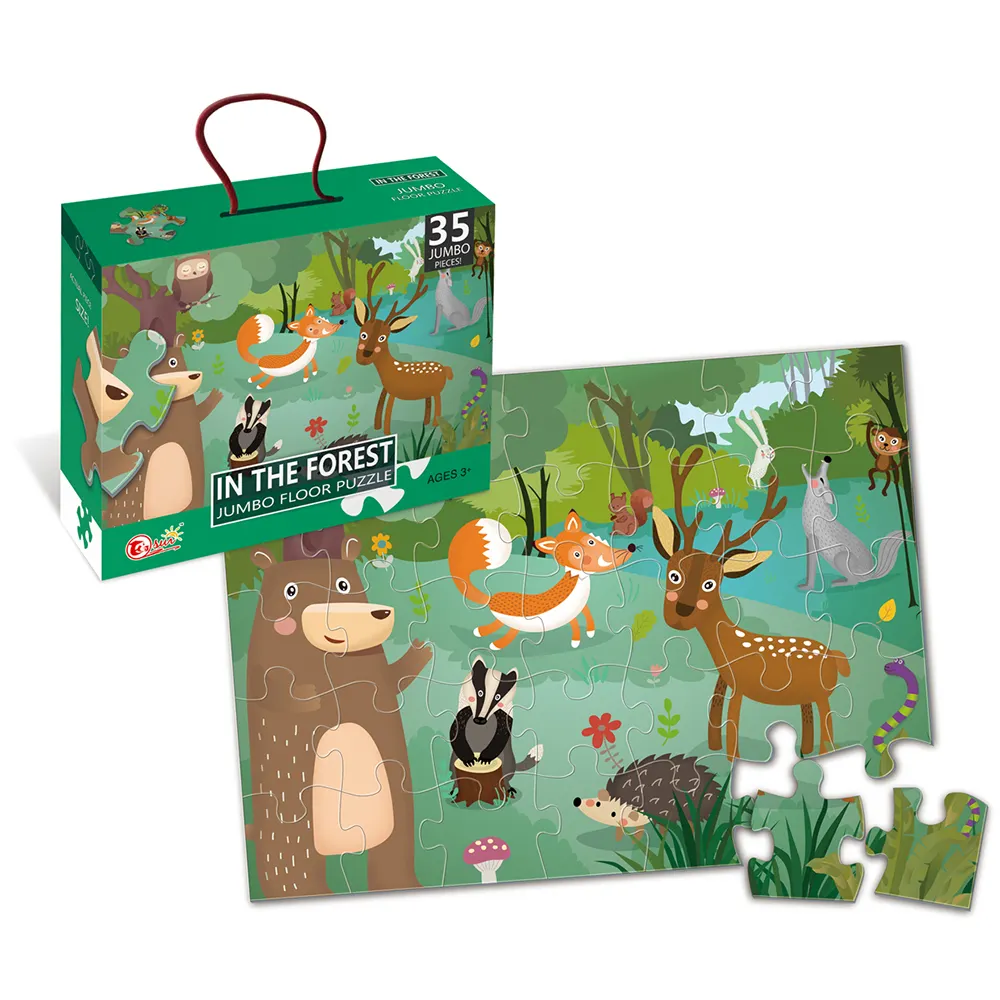 Cartoon forest animal pattern 35pcs cardboard jigsaw puzzle large piece diy toy children puzzle game