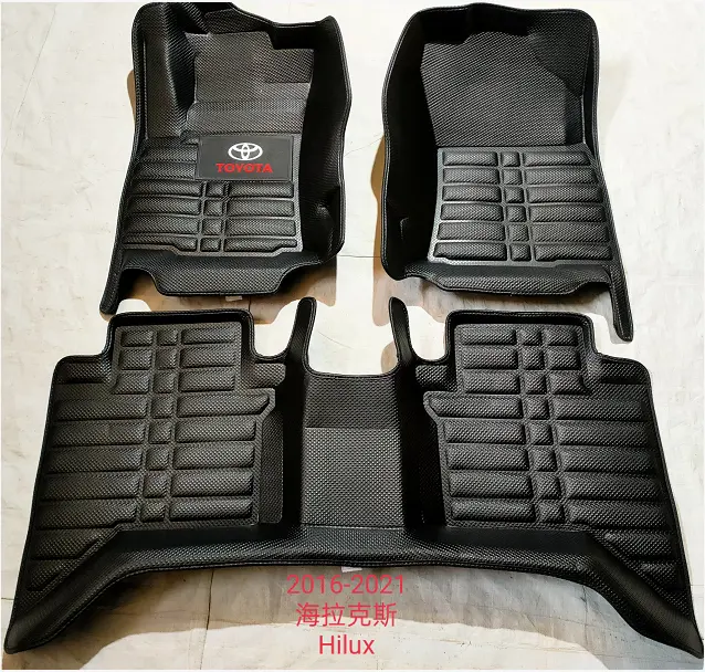 Tapis de sol de voiture en cuir Pvc à deux rangées, pressé à chaud, de haute qualité, pour Toyota Hilux 2016 — 2022, nouveau Design, 4x4