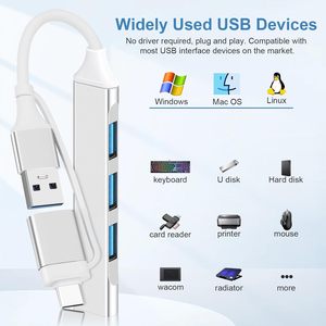 USB C TO USB Hub 2 in 1พอร์ต4แบบพกพาตัวขยายฮับ3.0อะแดปเตอร์แยกข้อมูล - Product Image 5