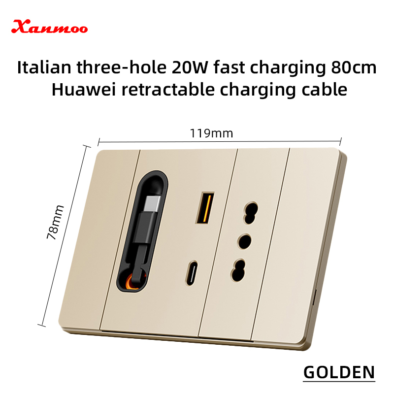 Italian socket-huawei 20w fast charging cable