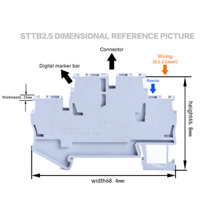 JSTTB2.5-bloque de terminales de dos capas, terminal de conexión de Riel DIN STTB 2,5, bloque de terminales de doble capa - Product Image 2