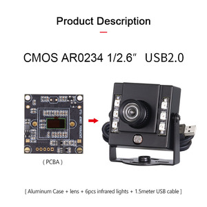 4mm 75Deg bozulmasız AR0234 IR850 LED CMOS UVC UVC USB HD sensörü ile 14209 3306 1080P küresel deklanşör kızılötesi kamera - Product Image 2