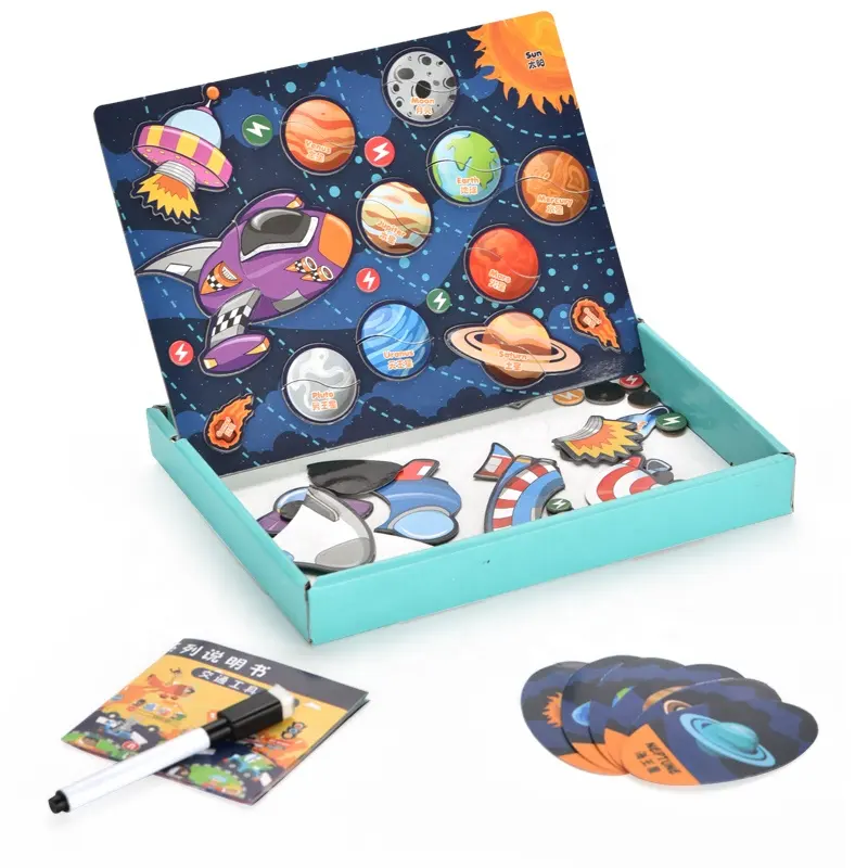 Rompecabezas magnético de escena espacial para niños, Puzzle educativo para edades tempranas, regalo promocional, juego personalizado