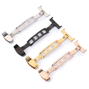 Cierre desplegable de acero inoxidable, hebilla de cierre de reloj de repuesto para correas de reloj de cuero, 4 colores - Product Image 1
