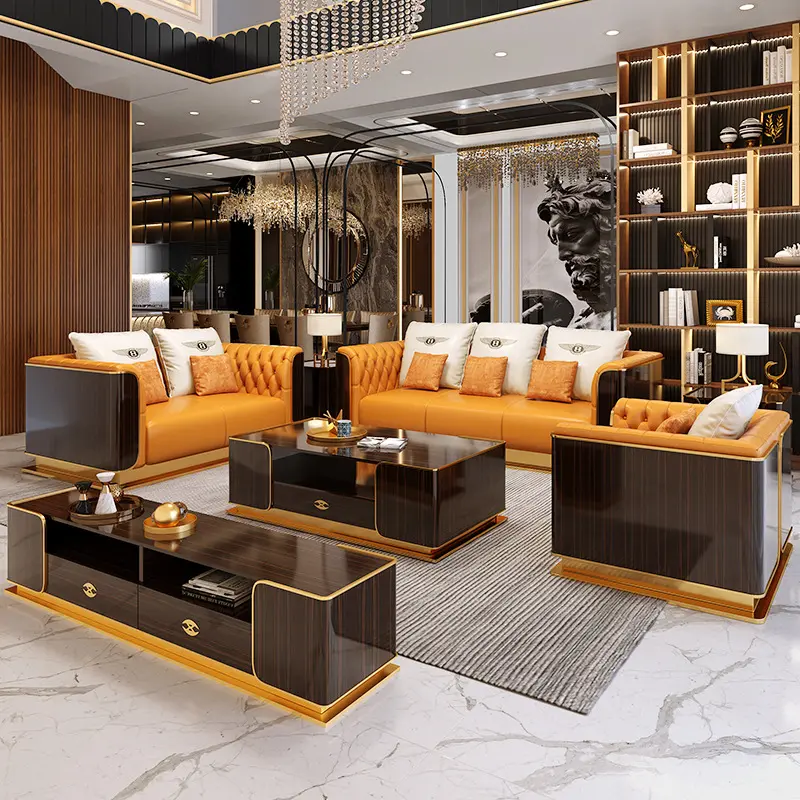 Das neueste Luxus-Sofa im italienischen Design setzt Wohnzimmer möbel aus hochwertigem Leders ofa