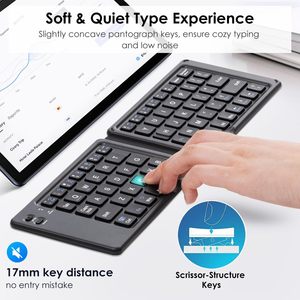 Teclado Bluetooth plegable, teclado plegable inalámbrico recargable, portátil y delgado, para computadora portátil de escritorio PC IPad/iPhone - Product Image 2
