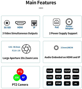 3G-SDI,HD MI ve IP akış çıkışları, 20X optik Zoom ile PTZ kamera - Product Image 4