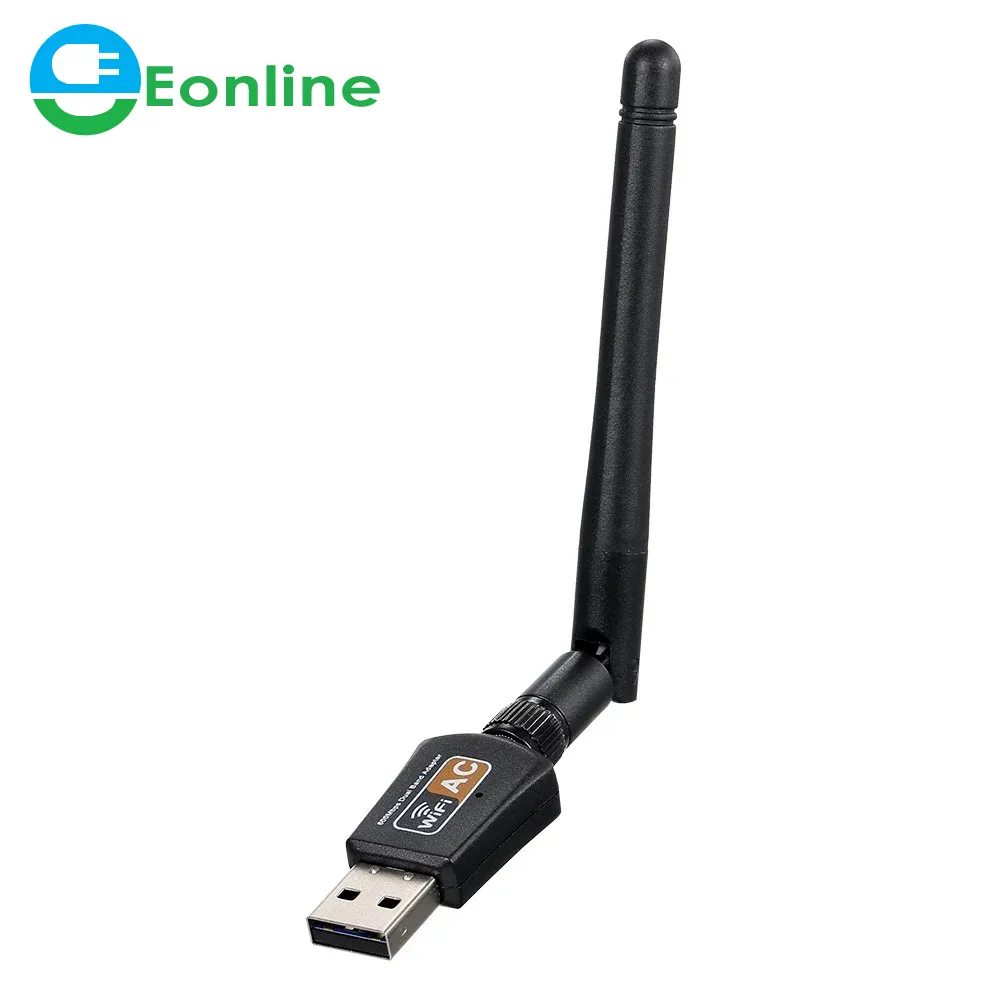 Eonline 600mbps usb placa de rede sem fio, 2.4ghz + 5ghz banda de frequência dupla usb wi-fi adaptador com antena externa para pc portátil