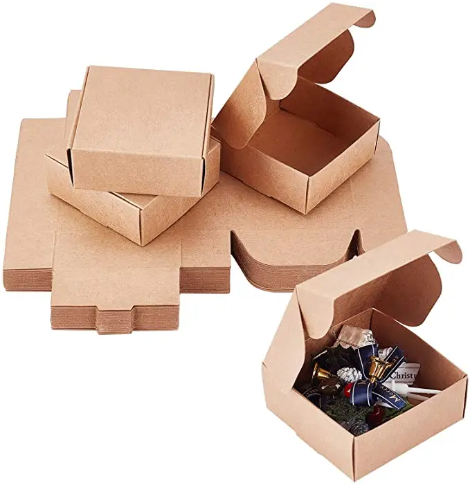 Scatole regalo Kraft presentazione quadrata bomboniere scatole facili da montare per regali e bomboniere fai-da-te