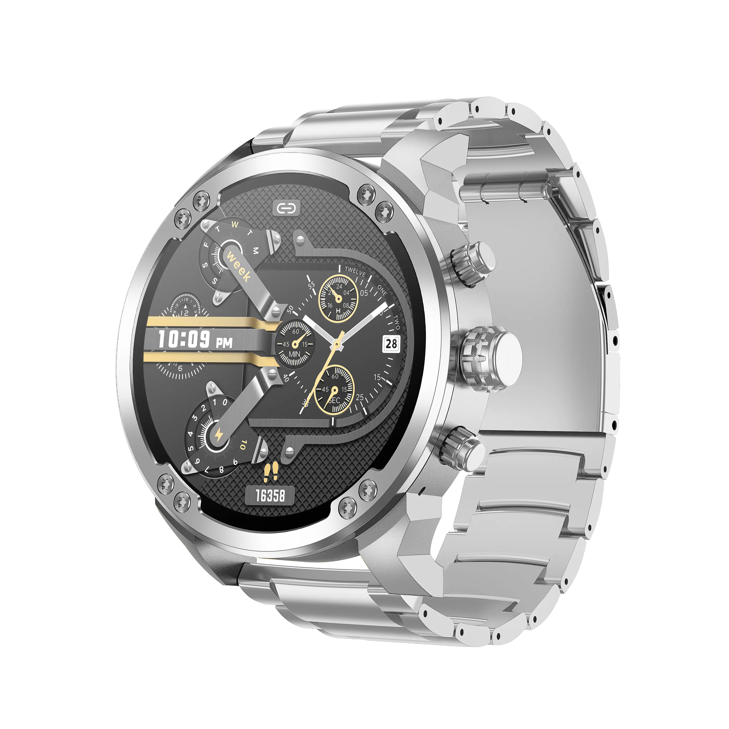 Bluetooth high-end silver series, large dial men's sports watch