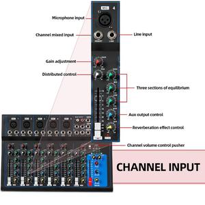 GAX-UF7 Профессиональный 7-канальный USB-микшер для записи звуковой карты с эффектами DSP для домашней работы в аудио-видео и освещении - Product Image 4