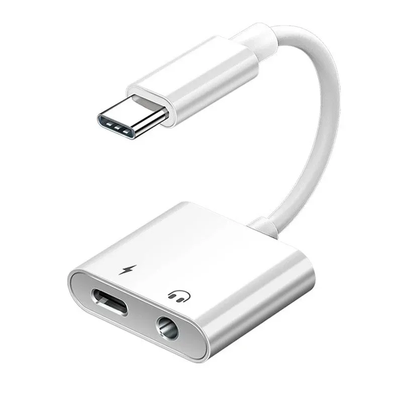 Adaptador de auriculares tipo C Auricular de canción de carga 2 en 1 USB C a convertidor de conector de audio de 3,5mm