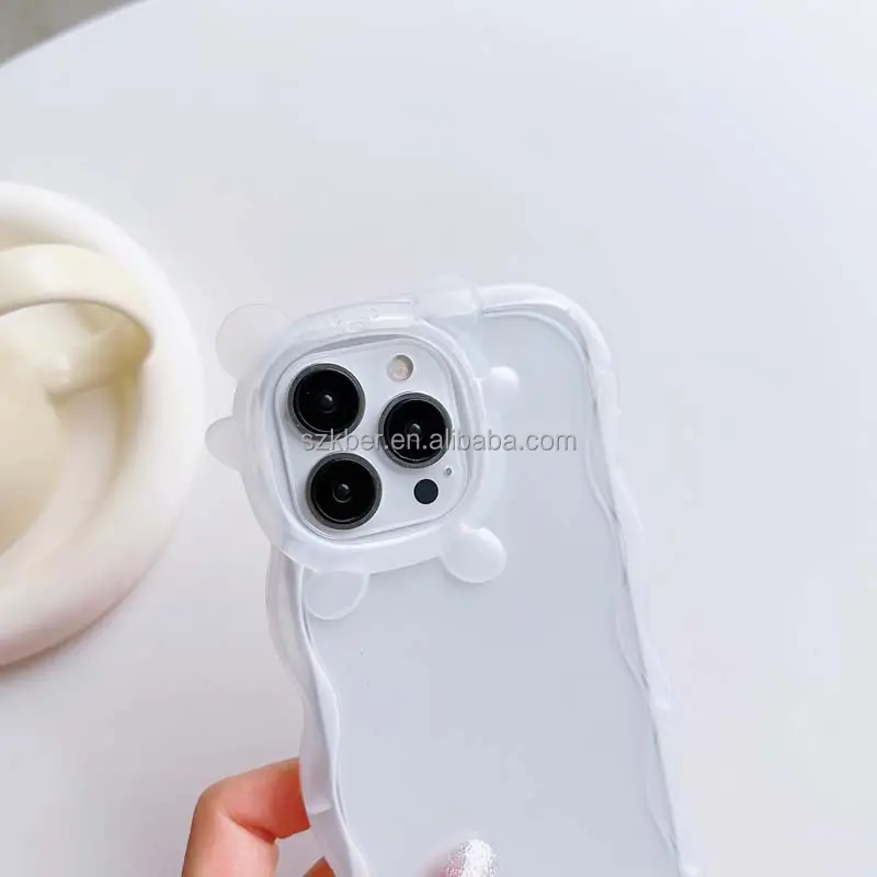 À prova de choque 2mm Espessura Frosted Bumper Transparente Wave Bear Edge TPU Mobile Phone Cover Case Para Oppo A16K A16E