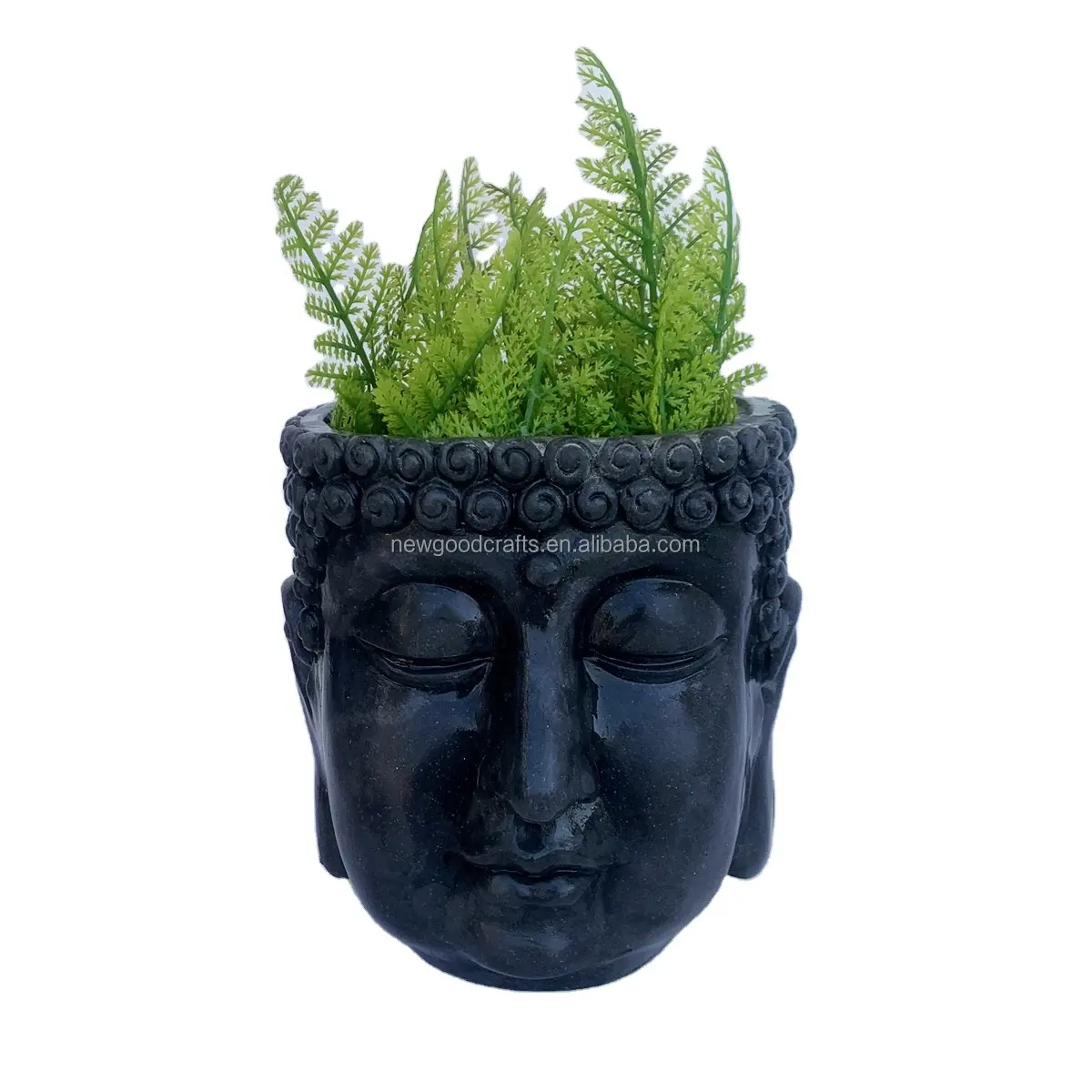 Planteur de tête de bouddha 7 "de haut support de Pot de plante Zen en polyrésine pour succulentes, Pot de plante en polyrésine jardin Zen