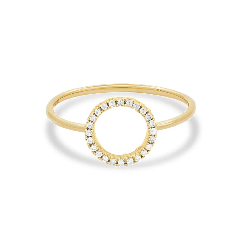 Anillos de diseño circular de moissanita para mujer, anillos de oro sólido amarillo de 10K, 14K, 18K, GR86