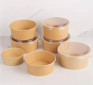 Grosir sekali pakai EUDR disesuaikan bulat kertas Kraft mangkuk tahan air kustom cetak logo kertas <span class=keywords><strong>Salad</strong></span> Poke mangkuk dengan tutup PE - Product Image 3