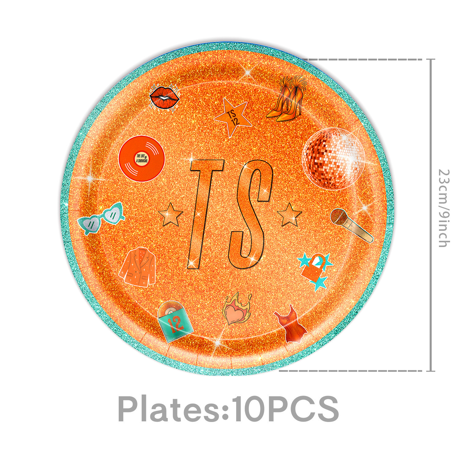 Green Orange-10pcs 9inch paper plates