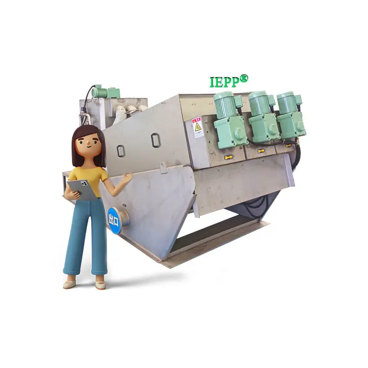 Proveedor de fábrica IEPP, fabricante de equipos de tratamiento de aguas residuales, prensa de tornillo multidisco, deshidratador de lodo, dispositivo de deshidratación de lodo