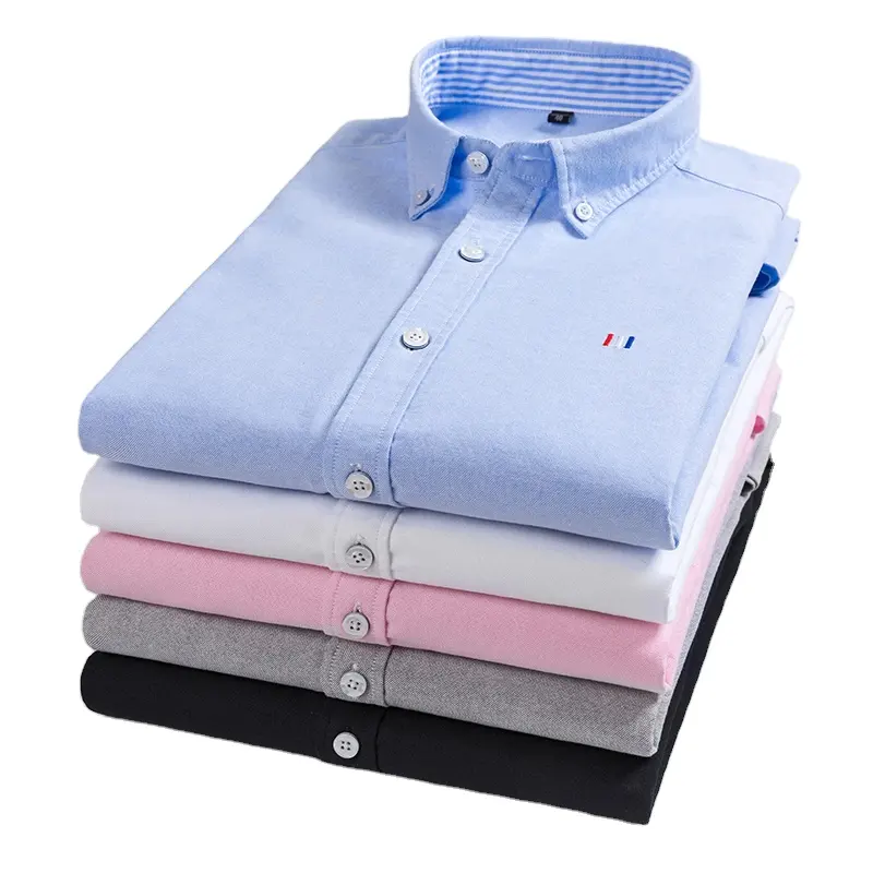 Commercio all'ingrosso di alta qualità camisas para hombres cotone sbiancato abito personalizzato formale Plus Size Oxford Tee camicia a maniche lunghe per gli uomini