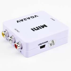Cutomzied marca VGA a AV RCA compuesto convertidor adaptador caja VGA2AV con Audio para PC TV