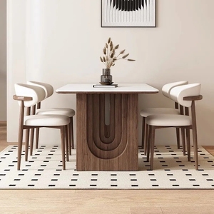 Juego de mesa de cena de estilo antiguo clásico Mesa de comedor rectangular de madera maciza para el hogar Comedor